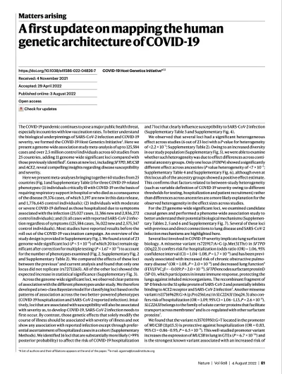 Preview of A first update on mapping the human genetic architecture of COVID-19