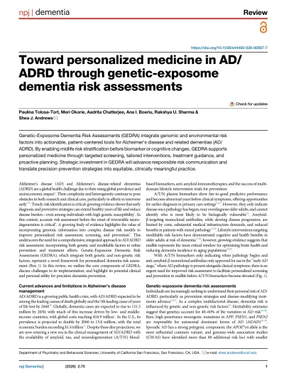 Preview of Toward personalized medicine in AD/ADRD through genetic-exposome dementia risk assessments
